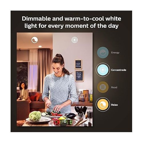 필립스 Philips Hue White and Color Ambiance A19 Bluetooth 75W Smart LED Bulb 2-Pack & Bridge Smart Lighting Hub (Compatible with Amazon Alexa, Apple HomeKit and Google Assistant) - White