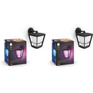 Philips Hue Econic Down Outdoor Smart Wall Light, Black - E26 White and Color Ambiance LED Color-Changing Bulb - 2 Pack - Requires Hue Bridge - Control with Hue App and Voice - Weatherproof