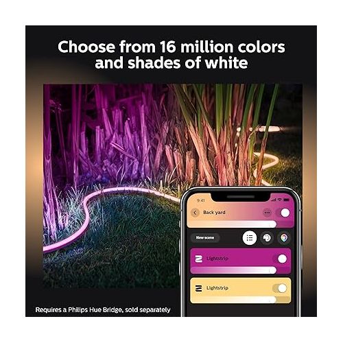 필립스 Philips Hue Outdoor 7-Foot Smart LED Light Strip - White and Color Ambiance - 1 Pack - Requires Hue Bridge - Weatherproof - Control with Hue App - Works with Alexa, Google Assistant and Apple HomeKit