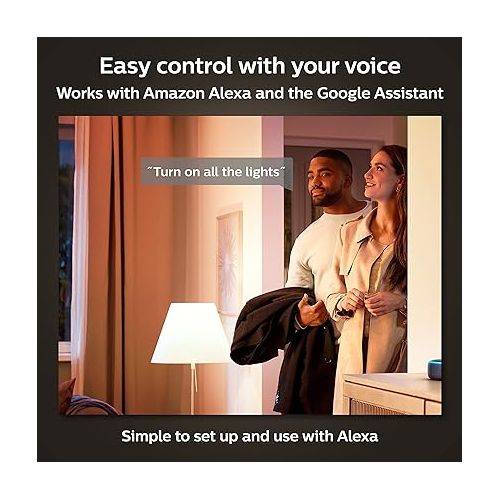 필립스 Philips Hue Smart 75W A19 LED Bulb - Soft Warm White Light - 1 Pack - 1100LM - E26 - Indoor - Control with Hue App - Works with Alexa, Google Assistant and Apple Homekit