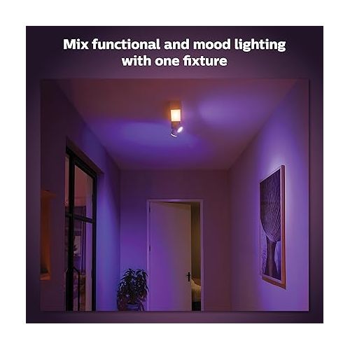 필립스 Philips Hue Centris Smart LED Ceiling Spotlight Fixture, White - White and Color Ambiance Color-Changing Light - 2 Lights - Control with App - Works with Alexa, Google Assistant, and Apple Homekit