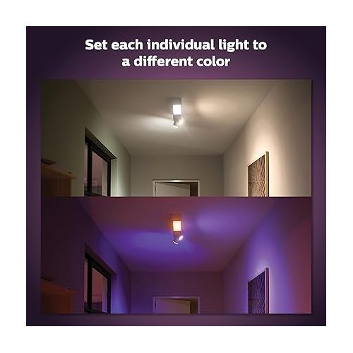 필립스 Philips Hue Centris Smart LED Ceiling Spotlight Fixture, White - White and Color Ambiance Color-Changing Light - 2 Lights - Control with App - Works with Alexa, Google Assistant, and Apple Homekit