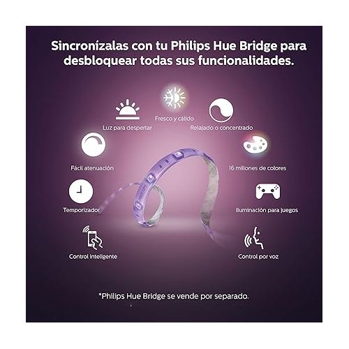 필립스 Philips Hue Lightstrip Starter Kit + Extension (1 Hue Hub, 9ft lightstrip, Power Plug), Sync with Music, Compatible with Alexa, Apple HomeKit, Google Assistant