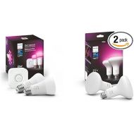 Philips Hue White and Color Ambiance Smart Light Starter Kit, Includes (2) 60W A19 Smart Bulbs with Hue Bridge & White & Color Ambiance BR30 LED Smart Bulbs, 16 Million Colors (Hue Hub Required) 2