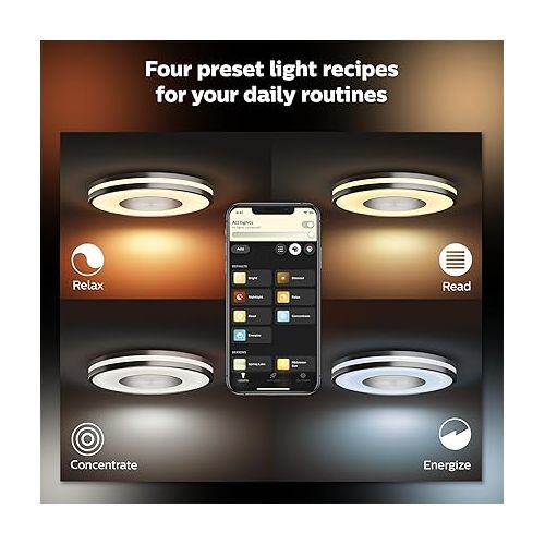 필립스 Philips Hue Being Ceiling Light, Black - White Ambiance, Smart, LED Light - Pack of 1 - Control with Hue App - Compatible with Alexa, Google Assistant, and Apple Homekit