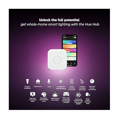 필립스 Philips Hue White and Color Ambiance LED Smart Light Bulb Starter Kit, 3 A19 Smart Bulbs & 1 Hue Hub (Works with Alexa, Apple HomeKit & Google Assistant)