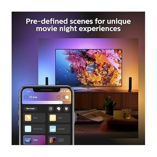 필립스 Philips Hue Smart Play Light Bar Extension, Black - White & Color Ambiance LED Color-Changing Light - 1 Pack - Requires Hue Bridge and Hue Play Light Bar Base Kit - Control with App or Voice Assistant