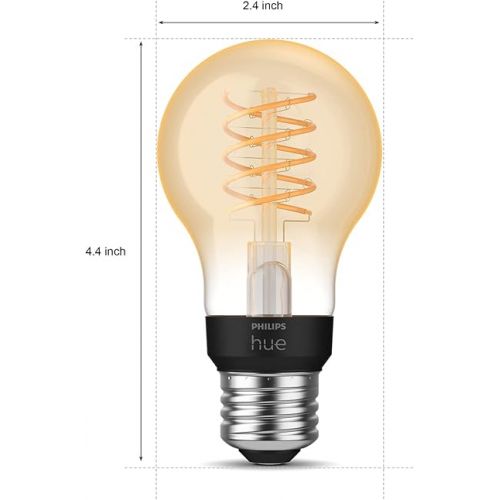 필립스 Philips Hue Smart 40W A19 Filament LED Bulb - Soft Warm White Light - 2 Pack - 550LM - E26 - Indoor