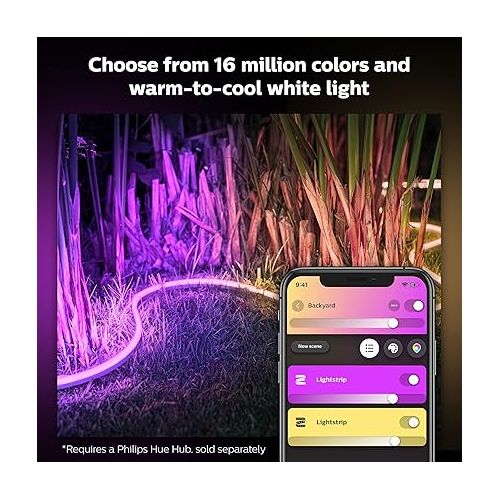 필립스 Philips Hue White & Color Ambiance Outdoor LightStrip 5m/16ft (Requires Hue Hub, Works with Amazon Alexa Apple HomeKit and Google Assistant) (530931)