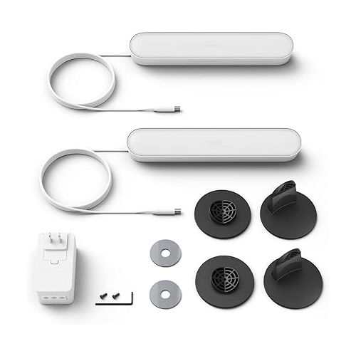 필립스 Philips Hue Smart Play Light Bar Base Kit, White - White & Color Ambiance LED Color-Changing Light - 2 Pack - Requires Bridge - Control with App - Works with Alexa, Google Assistant and Apple HomeKit