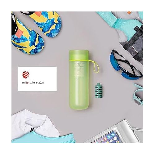 필립스 PHILIPS Water GoZero Active BPA-Free Water Bottle with River/Lake/Spring Water Filter for Hiking Camping, Sport Squeeze Water Bottle, Lightweight, Blue, 20 oz with Adventure Filter, Green