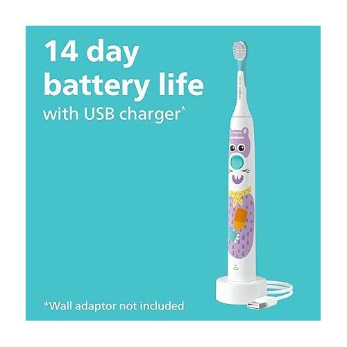 필립스 Philips Sonicare for Kids Design a Pet Edition, Corded Electric, Brush Head Bundle, BD1005/AZ