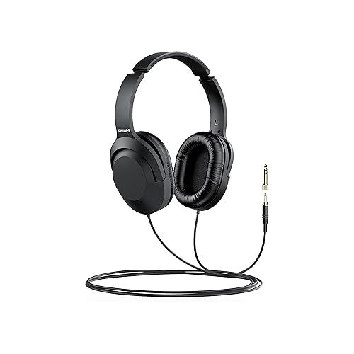 필립스 PHILIPS Over Ear Wired Stereo Headphones for Podcasts, Studio Monitoring and Recording Headset for Computer, Keyboard and Guitar with 6.3 mm (1/4