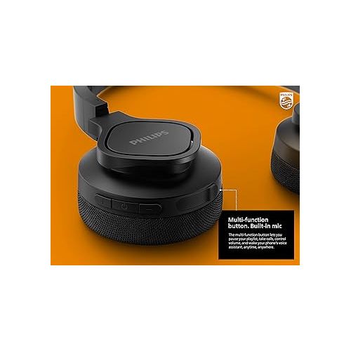 필립스 PHILIPS A4216 Wireless Sports Headphones, up to 35 Hours Play time, Washable Cooling Ear-Cup Cushions, IP55 Water/dust Protection, Bluetooth + 3.5 mm Audio Port, Built-in Microphone TAA4216BK