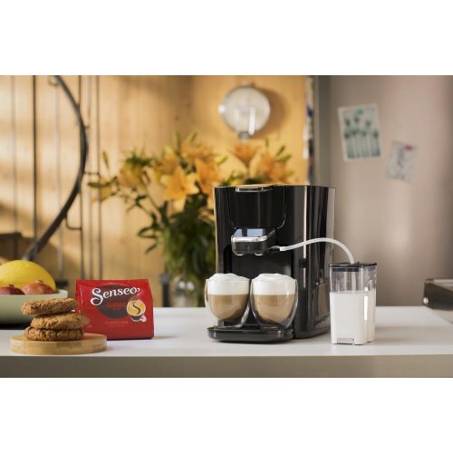 필립스 Philips Senseo HD6570/60 Latte Duo Kaffeepadmaschine (2 Kaffee, frische Milch) schwarz