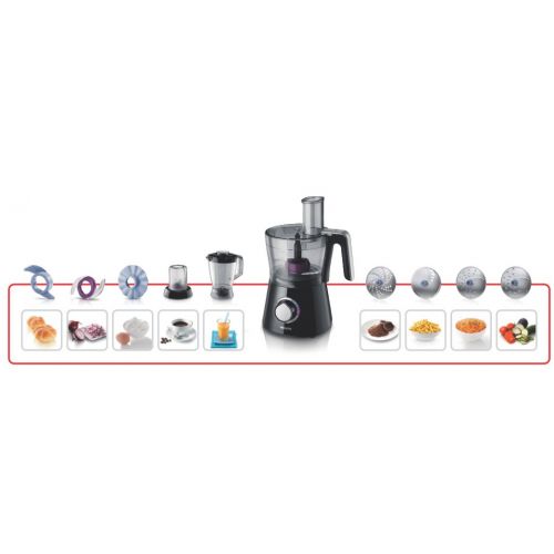 필립스 Philips HR 7762/90 Viva Collection Com­pact 3-in-1 Food Pro­cessor, 750 Watt - Black