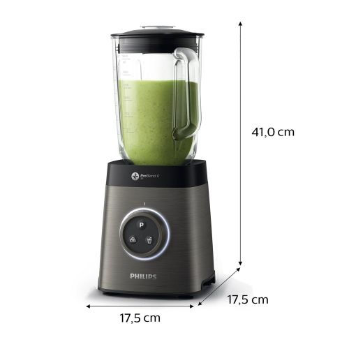 필립스 Philips HR3657/90 Standmixer - Premium Smoothie-Maker (1.400 Watt, 35.000 Umdrehungen/Min., 2,0L Mixbehalter (Glas), Ice-Crush Funktion, zusatzlicher Mixbehalter, spuelmaschinenfest