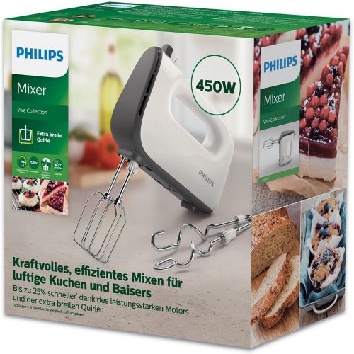 필립스 Philips HR3741/00 Handmixer (450 Watt, 5 Geschwindigkeiten plus Turbo) weiss/schwarz