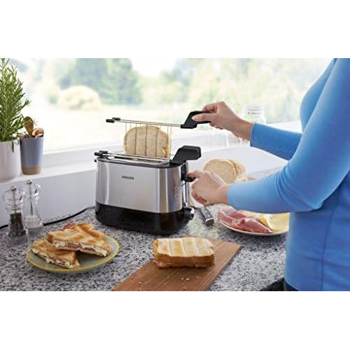 필립스 Philips HD2639/90Toaster (730W, extra grosser Schlitz, Zubehoer fuer Sandwichs), Schwarz und Silber