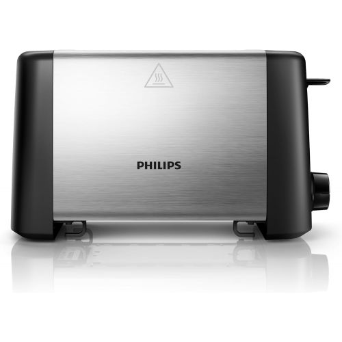 필립스 Philips HD4825/90 Daily Collection 2-Schlitztoaster aus Edelstahl, Auftau- und Aufwarmfunktion, Silber/Schwarz