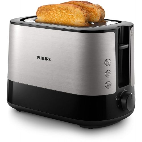 필립스 Philips HD2637/90 Toaster (7 Stufen, Broetchenaufsatz, Stopp-Taste, 1000 W) schwarz/edelstahl