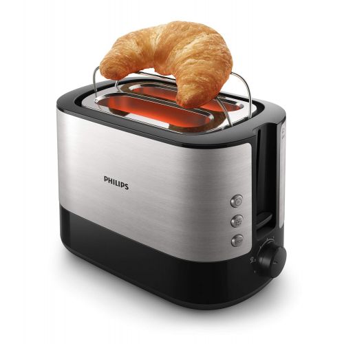 필립스 Philips HD2637/90 Toaster (7 Stufen, Broetchenaufsatz, Stopp-Taste, 1000 W) schwarz/edelstahl