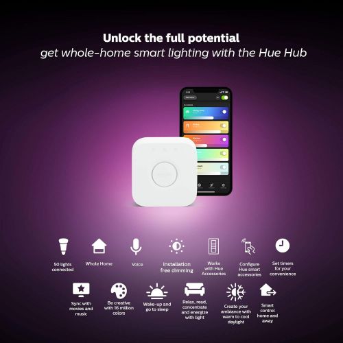 필립스 [아마존 핫딜]  [아마존핫딜]Philips Hue White and Color Ambiance LED Smart Light Bulb Starter Kit, 3 A19 Smart Bulbs & 1 Hue Hub (Works with Alexa, Apple HomeKit & Google Assistant)