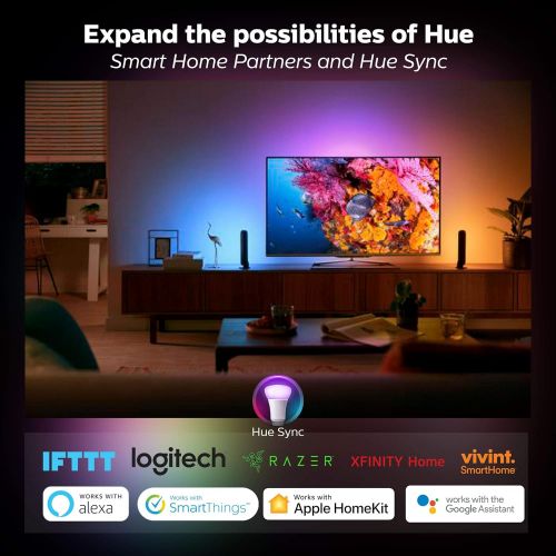 필립스 [아마존 핫딜]  [아마존핫딜]Philips Hue White and Color Ambiance LED Smart Light Bulb Starter Kit, 3 A19 Smart Bulbs & 1 Hue Hub (Works with Alexa, Apple HomeKit & Google Assistant)