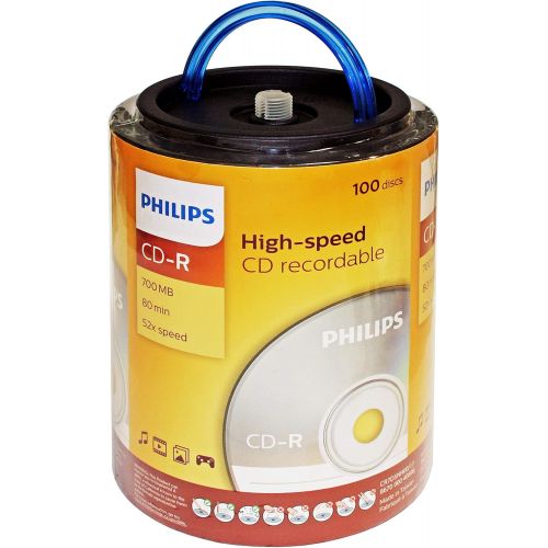 필립스 [아마존베스트]Philips 100 Pack 52X CDR Spindle with Handle