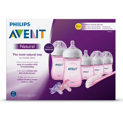 필립스 [아마존베스트]Philips AVENT Philips Avent Natural Baby Bottle Pink Gift Set, SCD206/11