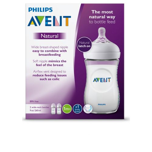 필립스 [아마존베스트]Philips AVENT Philips Avent Natural Baby Bottle, Clear, 9oz, 2pk, SCF013/27