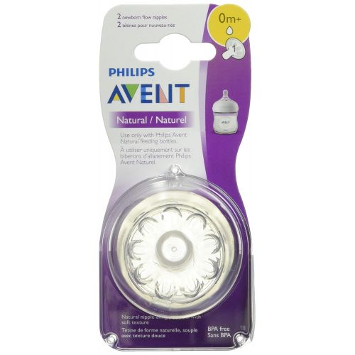 필립스 [아마존베스트]Philips AVENT Philips Avent Natural Baby Bottle Nipple, Newborn 0M+, 2pk, SCF651/23