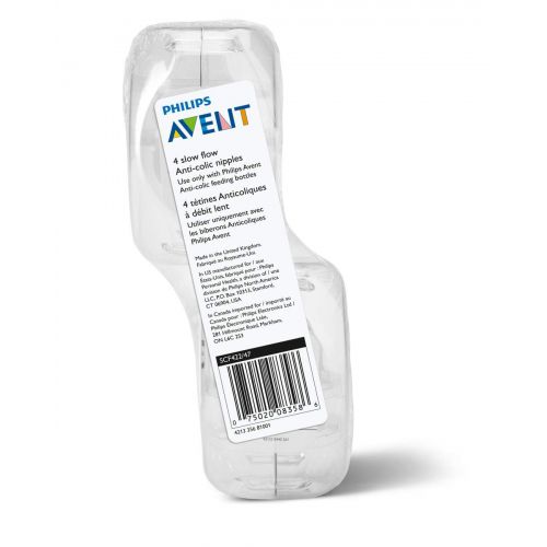 필립스 [아마존베스트]Philips AVENT Philips Avent Slow Flow Nipple, 4pk, SCF422/47, Clear