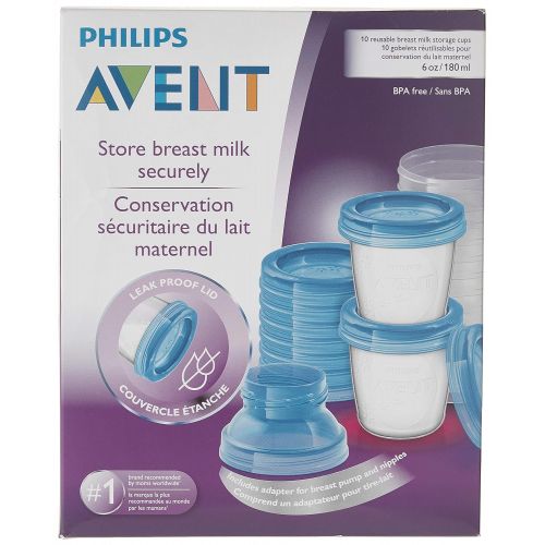 필립스 [아마존베스트]Philips AVENT Breast Milk Storage Cups, 6 Ounce (Pack of 10)
