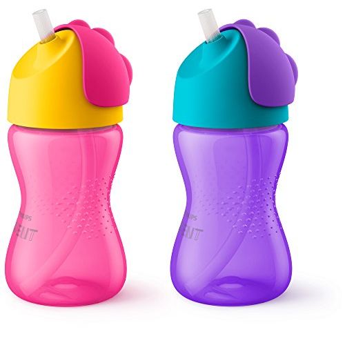 필립스 [아마존베스트]Philips AVENT Philips Avent My Bendy Straw Cup, 10oz, 2pk, Pink/Purple, SCF792/22