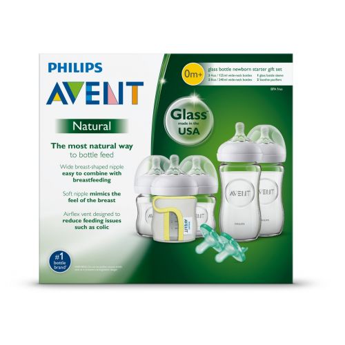 필립스 [아마존베스트]Philips AVENT Philips Avent Natural Glass Bottle Baby Gift Set, SCD201/01