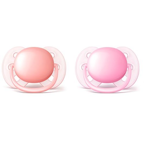 필립스 [아마존베스트]Philips AVENT Philips Avent Ultra Soft Pacifier, 0-6 months, Pink/Peach, 2 pack, SCF213/20