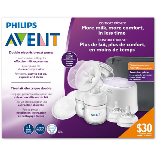 필립스 [아마존베스트]Philips Avent Double Electric Breast Pump + Bonus Power Cushion, SCF334/22