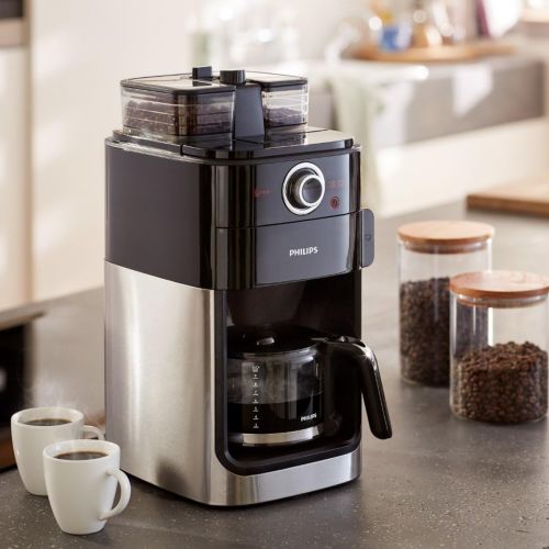 필립스 [아마존 핫딜]  [아마존핫딜]PHILIPS Philips Grind und Brew HD7769/00 Filterkaffeemaschine (mit Mahlwerk, Timer, doppeltes Bohnenfach) edelstahl/schwarz