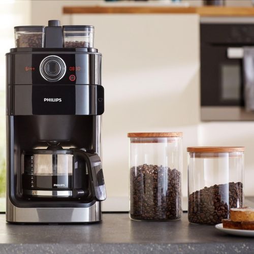 필립스 [아마존 핫딜]  [아마존핫딜]PHILIPS Philips Grind und Brew HD7769/00 Filterkaffeemaschine (mit Mahlwerk, Timer, doppeltes Bohnenfach) edelstahl/schwarz