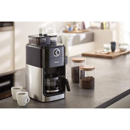 필립스 [아마존 핫딜]  [아마존핫딜]PHILIPS Philips Grind und Brew HD7769/00 Filterkaffeemaschine (mit Mahlwerk, Timer, doppeltes Bohnenfach) edelstahl/schwarz