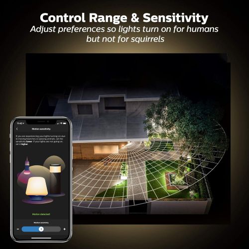 필립스 Philips Hue Dusk-to-Dawn Outdoor Motion Sensor for Smart Home, Wireless & Easy to Install (Hue Hub Required, for use with Philips Hue Smart Lights)