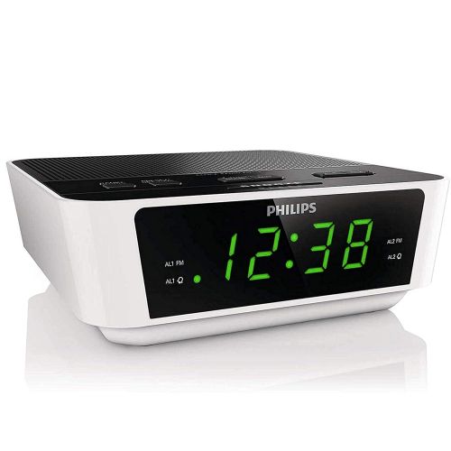 필립스 PHILIPS Digital Alarm Clock Radio for Bedroom FM Radio, LED Display, Easy Snooze, Sleep Timer, Battery Back up (Batteries Sold Seperately): Home Audio & Theater