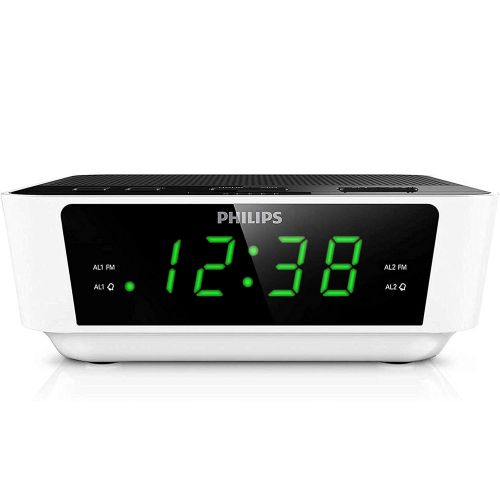 필립스 PHILIPS Digital Alarm Clock Radio for Bedroom FM Radio, LED Display, Easy Snooze, Sleep Timer, Battery Back up (Batteries Sold Seperately): Home Audio & Theater