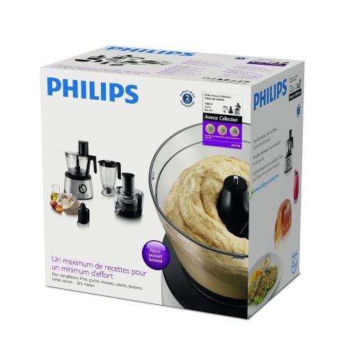 필립스 Philips HR7778/00 Kuechenmaschine (1.300 Watt, inkl. Knethaken, Entsafter, Standmixer und Zitruspresse) schwarz/silber