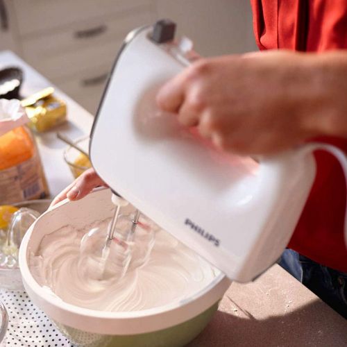 필립스 Philips HR3741/00 Handmixer (450 Watt, 5 Geschwindigkeiten plus Turbo) weiss/schwarz