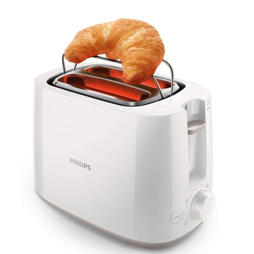 필립스 Philips HD4646/00 Anti-Kalk Wasserkocher, Kunststoff, 1.5 liters, weiss + Philips HD2581/00 Toaster, integrierter Broetchenaufsatz, 8 Braunungsstufen, weiss