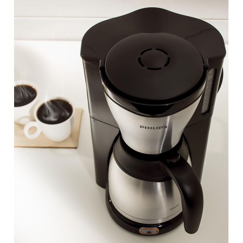 필립스 Philips HD7546/20 Gaia Filter-Kaffeemaschine mit Thermo-Kanne, schwarz/metall