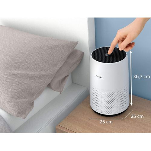 필립스 Philips AC0820/10 Luftreiniger Kompakt (fuer Allergiker, bis zu 49M², Cadr 190M³/H, Aerasense Sensor) weiss