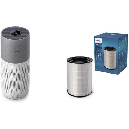 필립스 Philips AC3033/10 Luftreiniger Connected 3000I (fuer Allergiker und Raucher, bis zu 104M², Cadr 400M³/H, Aerasense-Sensor, mit App-Steuerung) weiss/grau mit Ersatzfilter FY3430/30